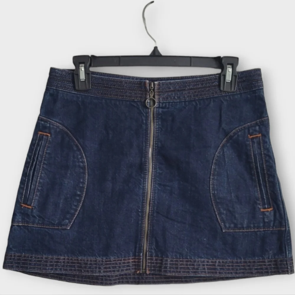 Abercrombie & Fitch Size 4 Blue Denim Full Front Zip Mini Skirt